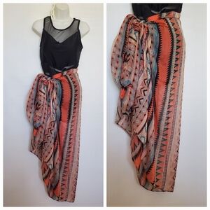 J. FRANCES BEACH WRAP SOUTHWESTERN PRINT LARGE 40" X 72" WOMENS